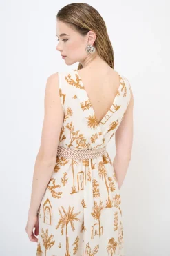 Fashion KIKISIX ABITO INCROCIATO BALZA SOTTO + CINTURA BEIGE/TABACCO