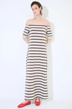 Discount KIKISIX ABITO LUNGO SHIFFER RIGA SPACCHI LATERALI MORO