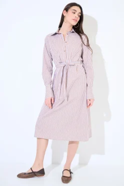 Outlet KIKISIX ABITO MIDI COLLO A CAMICIA RIGA MORO