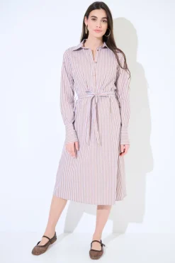 Outlet KIKISIX ABITO MIDI COLLO A CAMICIA RIGA MORO