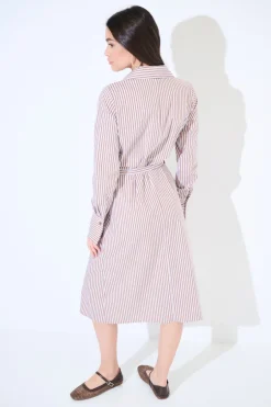 Outlet KIKISIX ABITO MIDI COLLO A CAMICIA RIGA MORO