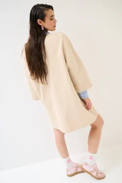 Online KIKISIX ABITO OVER CON RICAMO PIZZO AVORIO