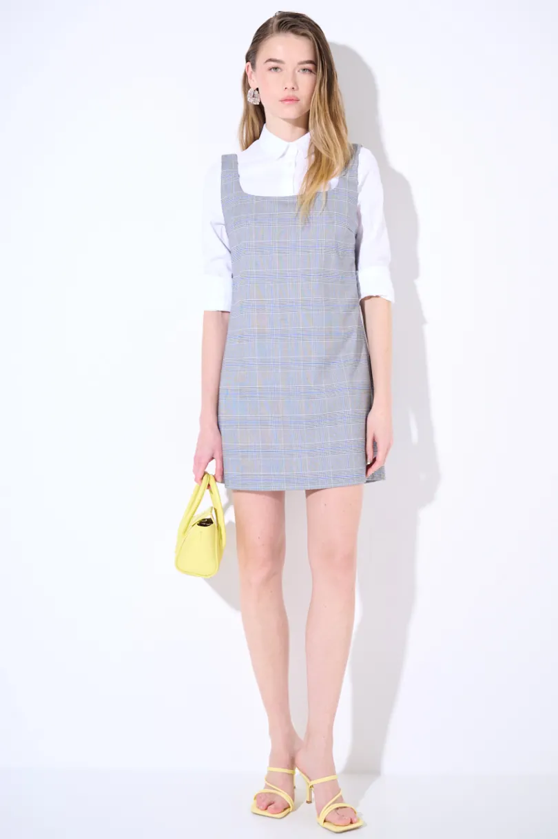 Fashion KIKISIX ABITO QUADRO CHECK CELESTE