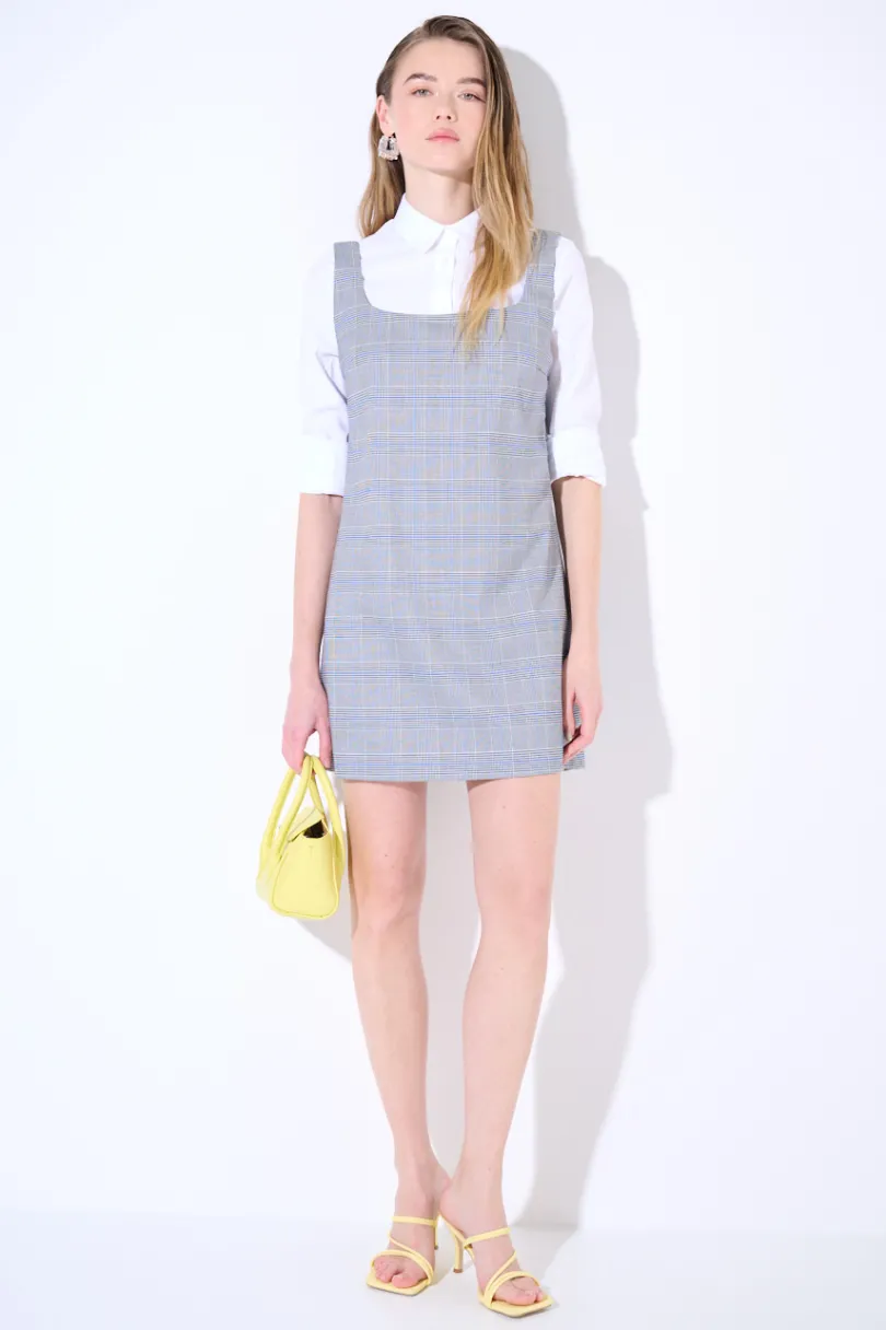 Fashion KIKISIX ABITO QUADRO CHECK CELESTE