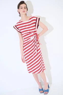 Sale KIKISIX ABITO RIGA LACCIO MANICA COSTINA ROSSO