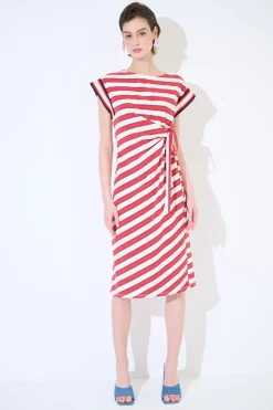 Sale KIKISIX ABITO RIGA LACCIO MANICA COSTINA ROSSO