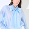 Clearance KIKISIX BLUSA CON FIOCCO VOILE CELESTE