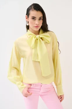Sale KIKISIX BLUSA CON FIOCCO VOILE GIALLO