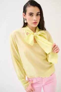 Sale KIKISIX BLUSA CON FIOCCO VOILE GIALLO