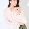 Best KIKISIX BLUSA SCOLLO V VOILE CON MANICA AMPIA ELASTICO PANNA
