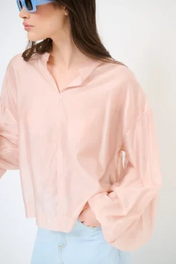 Hot KIKISIX BLUSA SCOLLO V VOILE CON MANICA AMPIA ELASTICO ROSA