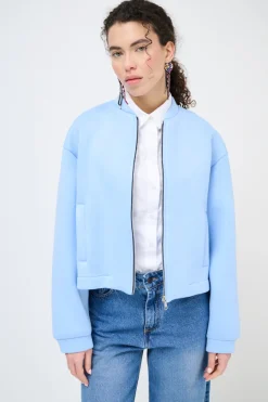 Hot KIKISIX BOMBER CORTO ACCOPPIATO CELESTE