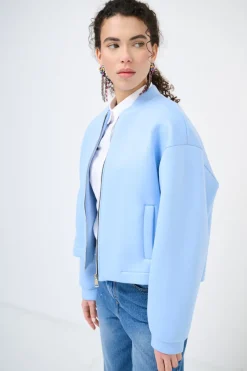 Hot KIKISIX BOMBER CORTO ACCOPPIATO CELESTE