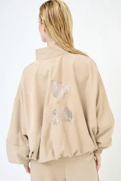 Best KIKISIX BOMBER DAINETTO OVER RICAMO ORSETTO BEIGE