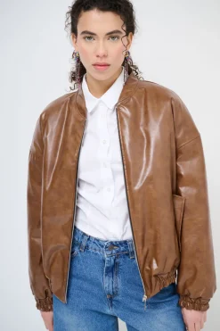 New KIKISIX BOMBER IMBOTTITO CUOIO