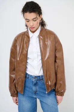 New KIKISIX BOMBER IMBOTTITO CUOIO