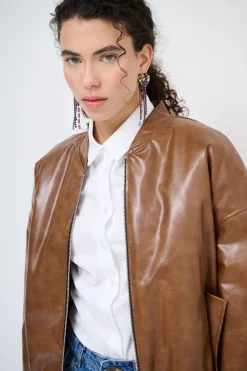 New KIKISIX BOMBER IMBOTTITO CUOIO