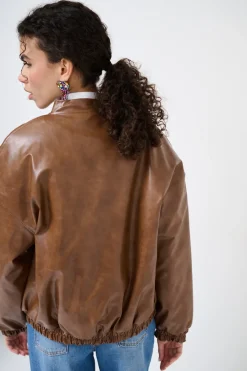 New KIKISIX BOMBER IMBOTTITO CUOIO