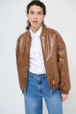 New KIKISIX BOMBER IMBOTTITO CUOIO