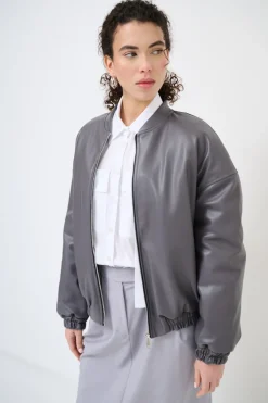 Discount KIKISIX BOMBER IN PELLE CON ELASTICO FANGO