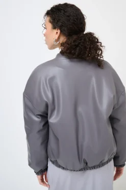 Discount KIKISIX BOMBER IN PELLE CON ELASTICO FANGO