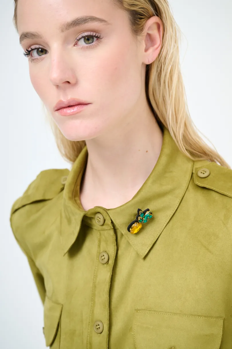 Best KIKISIX CAMICIA CON TASCHE SPILLA ANANAS OLIO