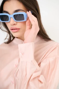 Sale KIKISIX CAMICIA COREANA VOILE CON PIEGA MANICA ROSA