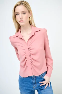 Discount KIKISIX CAMICIA CROP CON BOTTONI FODERATI ROSA