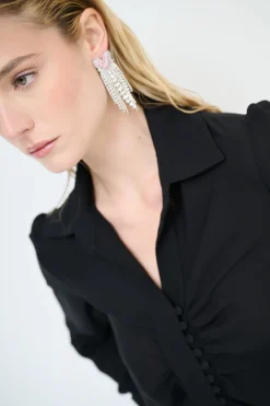 Sale KIKISIX CAMICIA CROP CON BOTTONI FODERATI NERA