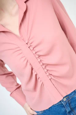 Discount KIKISIX CAMICIA CROP CON BOTTONI FODERATI ROSA
