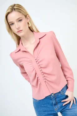 Discount KIKISIX CAMICIA CROP CON BOTTONI FODERATI ROSA
