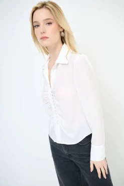 Online KIKISIX CAMICIA CROP CON BOTTONI FODERATI PANNA