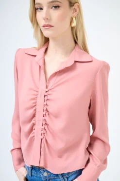 Discount KIKISIX CAMICIA CROP CON BOTTONI FODERATI ROSA