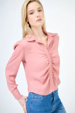 Discount KIKISIX CAMICIA CROP CON BOTTONI FODERATI ROSA