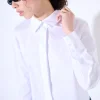 New KIKISIX CAMICIA CROP CON FINTONE BIANCO