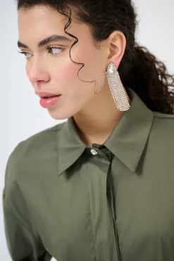 Sale KIKISIX CAMICIA CROP CON FINTONE VERDE MILITARE