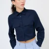 Sale KIKISIX CAMICIA CROP TASCHE BLU