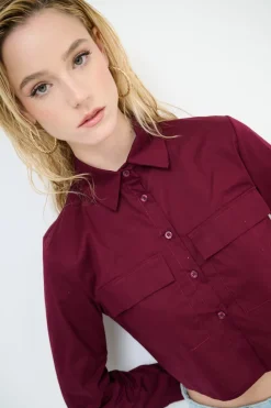 Hot KIKISIX CAMICIA CROP TASCHE VINO