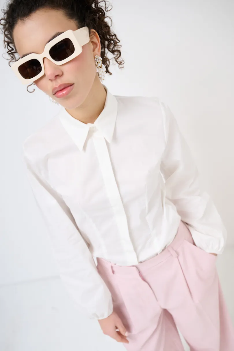 Hot KIKISIX CAMICIA MANICA AMPIA BIANCO