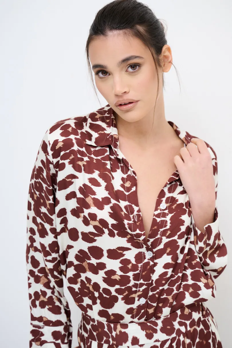 Sale KIKISIX CAMICIA MANICA LUNGA CON BOTTONI MARRONE