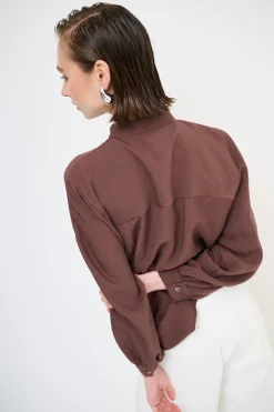 Best KIKISIX CAMICIA OVER COLLO COREANA MORO