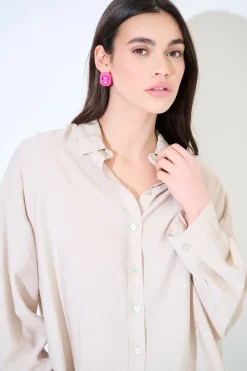 Discount KIKISIX CAMICIA OVER CON PIEGHE DIETRO SAFARI