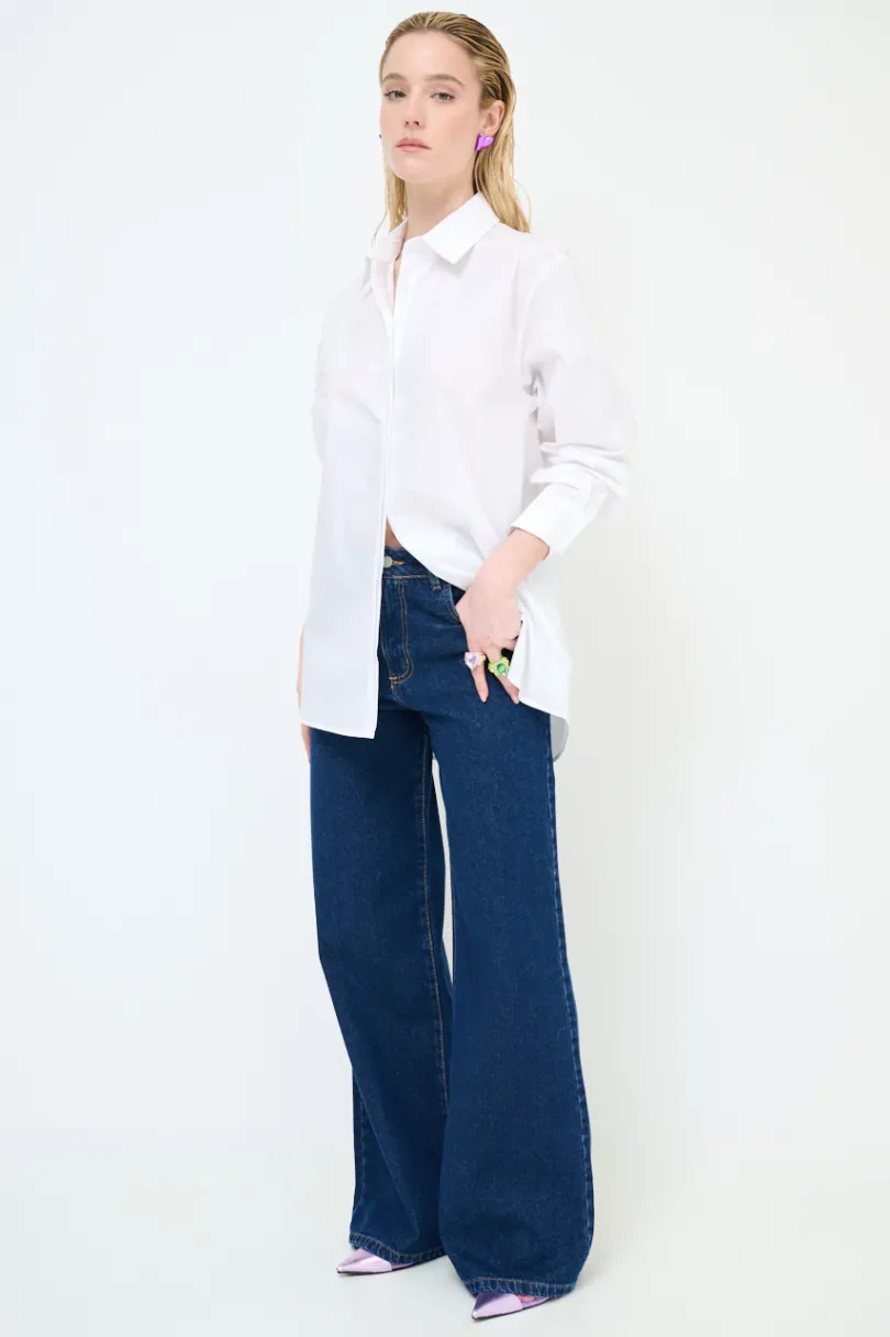 Best KIKISIX CAMICIA OVER COTONE BIANCO