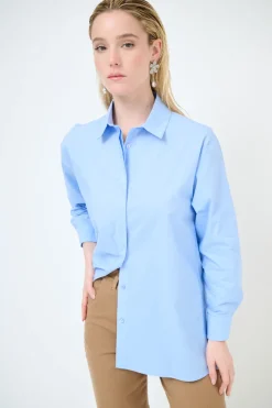 Hot KIKISIX CAMICIA OVER COTONE CELESTE