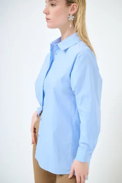 Hot KIKISIX CAMICIA OVER COTONE CELESTE
