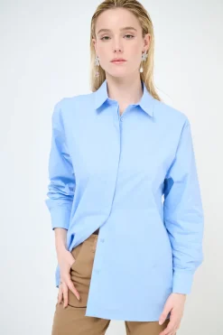 Hot KIKISIX CAMICIA OVER COTONE CELESTE