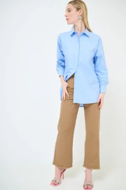 Hot KIKISIX CAMICIA OVER COTONE CELESTE