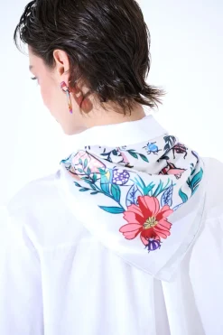 Clearance KIKISIX CAMICIA OVER COTONE CON FOULARD BIANCO