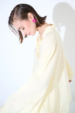 Clearance KIKISIX CAMICIA OVER MANTELLA GIALLO