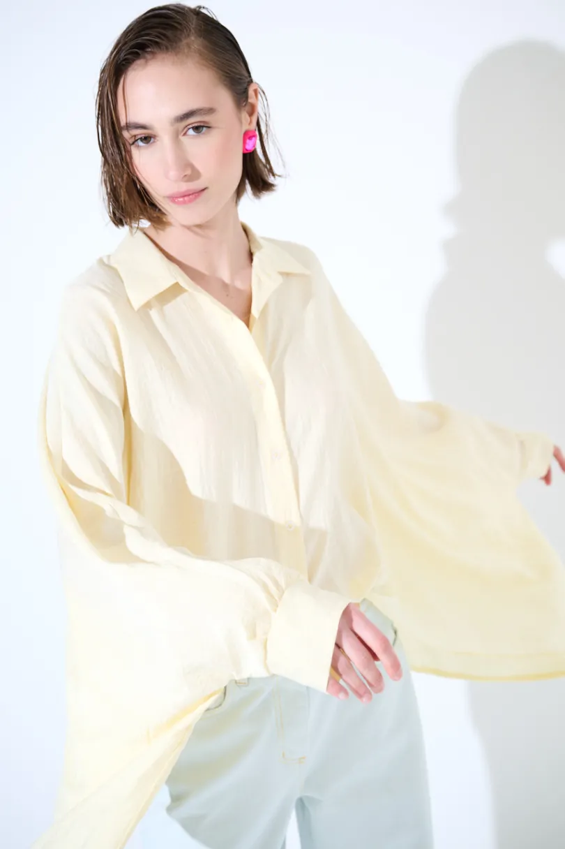 Clearance KIKISIX CAMICIA OVER MANTELLA GIALLO